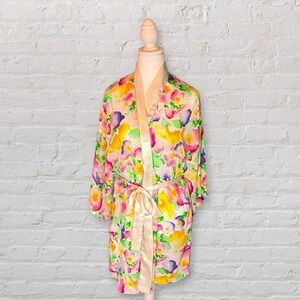 Victoria's Secrets Robe Gold Label Floral Satin RN4867. 80s 90s Y2K Vintage